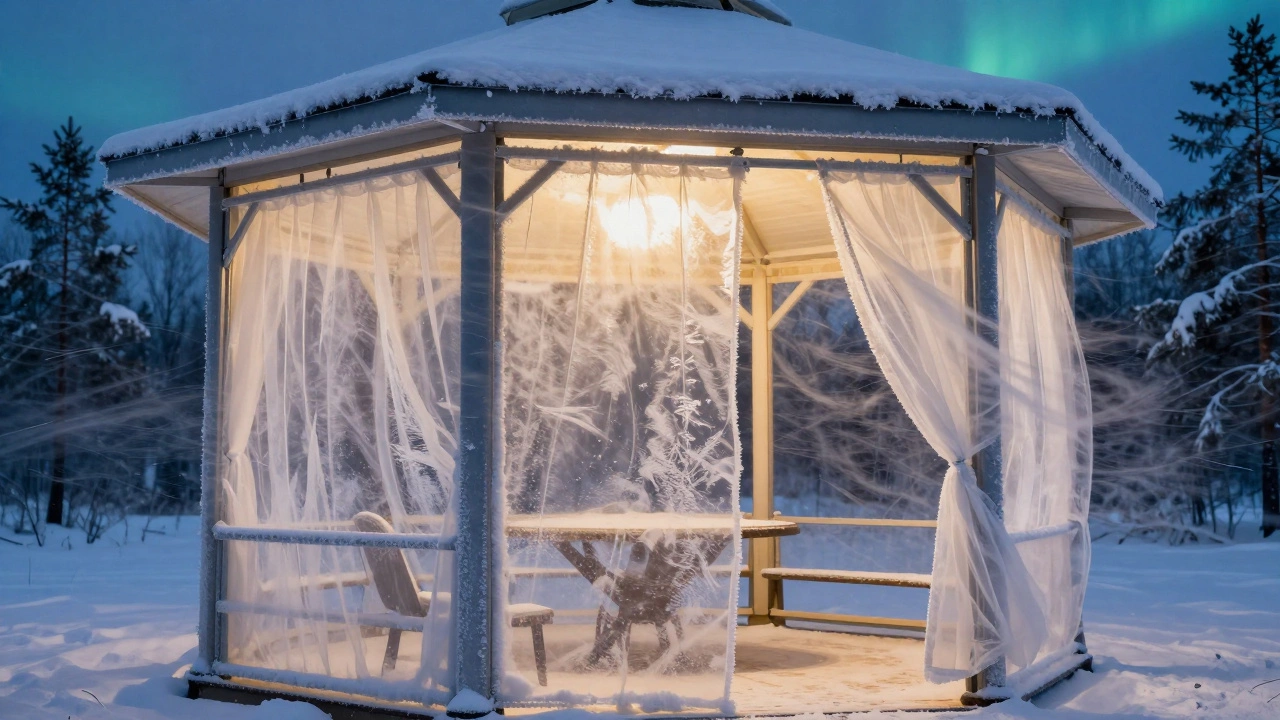 Можно ли оставлять шторы в беседке зимой поднятыми: советы по уходу и сохранению ткани