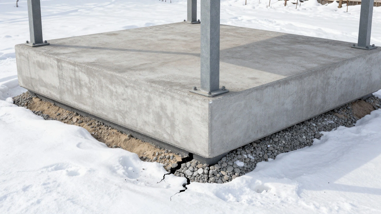 Бетонная плита с дренажной подушкой под беседкой в суровых сибирских условиях.