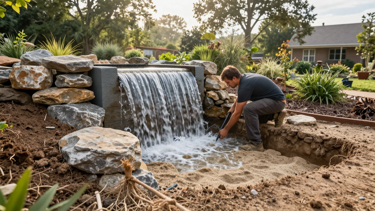 Как установить заранее сформированный водопад на даче